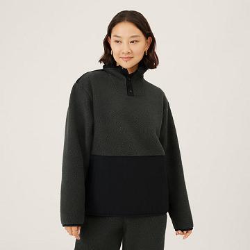 φουτερ με κουκουλα Allbirds Fluff Fleece Pullover γυναικεια μαυρα | GR4777DN